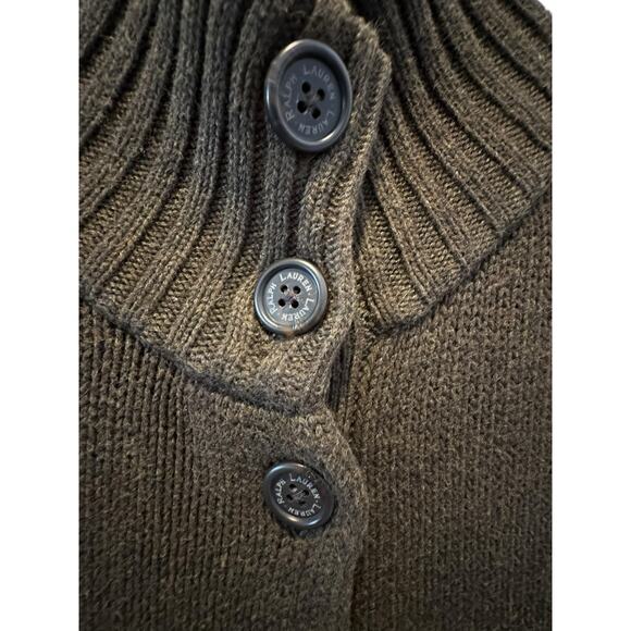 EUC Lauren Ralph Lauren Women’s Brown Cardigan Sweater Size S Preppy Equestrian - Picture 3 of 8